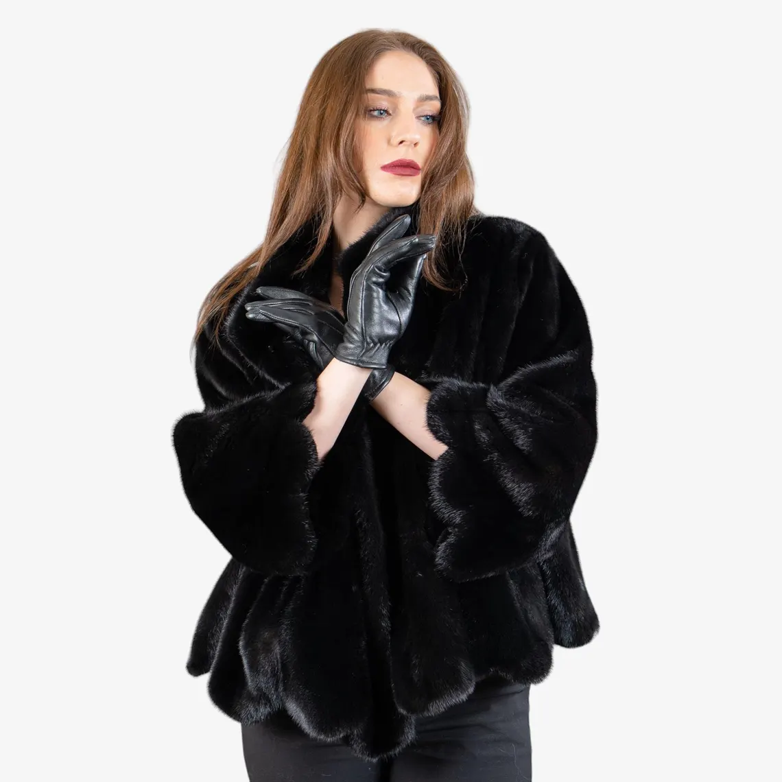 Elegant Black Leather Winter Gloves for Women - Warmth & Style