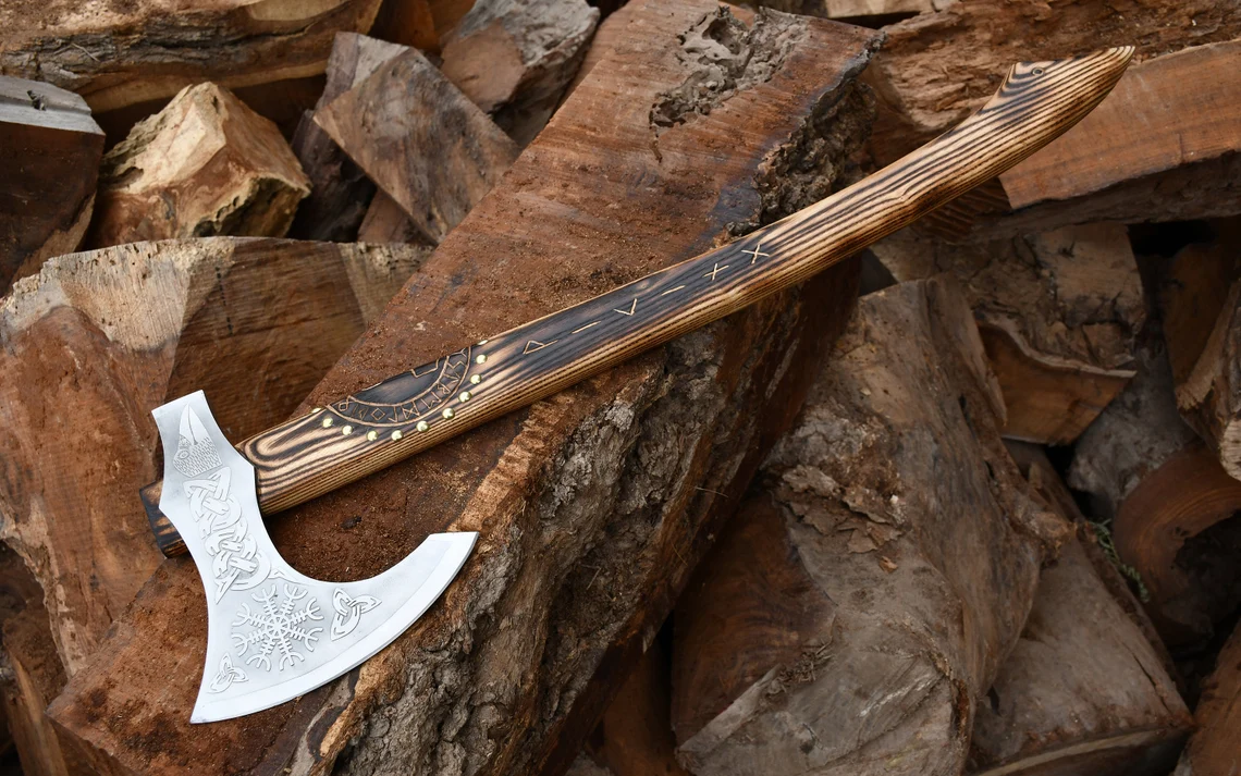 Beautiful Norse Viking Axe Handmade, Bearded Axe, Long Leviathan Axe, Viking Axe, Cosplay Axe, Berserker Axe , Prop, Replica Christmas Gift