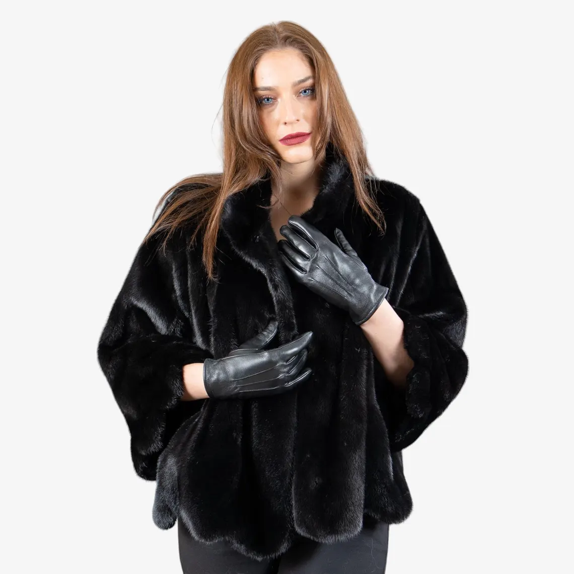 Elegant Black Leather Winter Gloves for Women - Warmth & Style