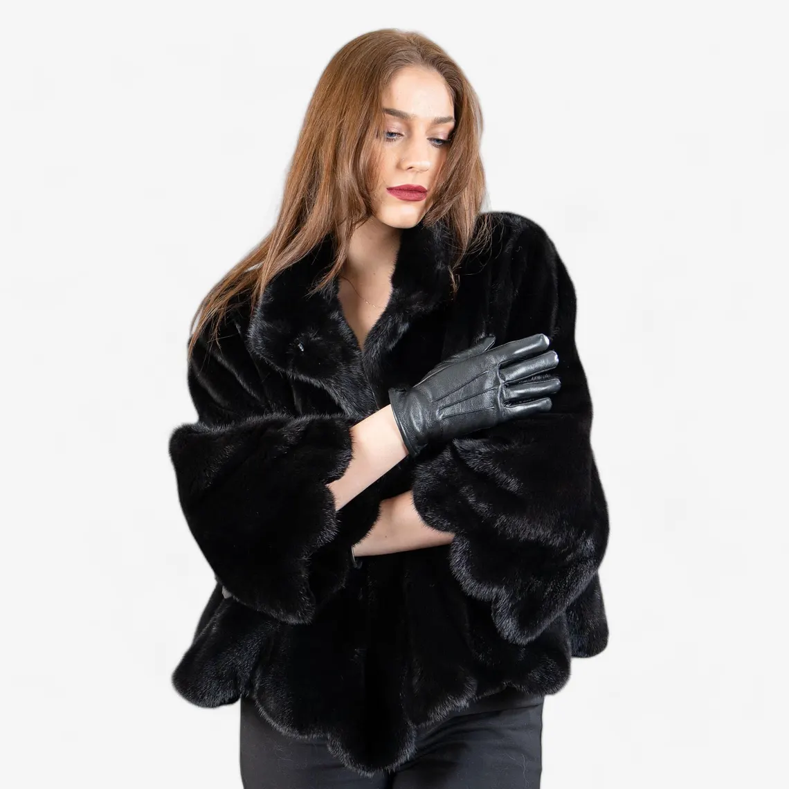 Elegant Black Leather Winter Gloves for Women - Warmth & Style