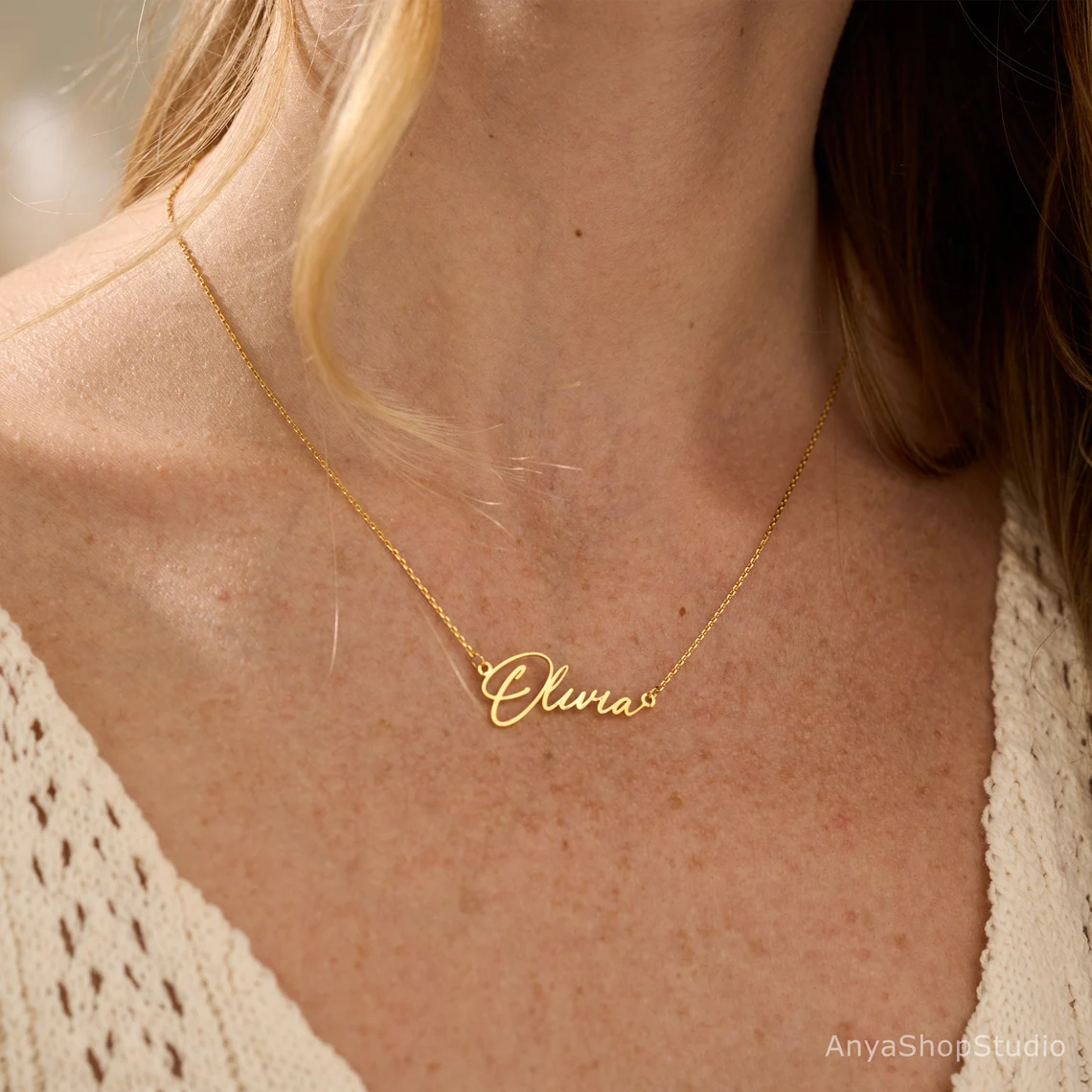 Custom Name Necklace, 18K Gold Plated Name Necklace, Personalized Name Necklace, Birthday Gift for Her, Christmas Gift, Gift for Mom