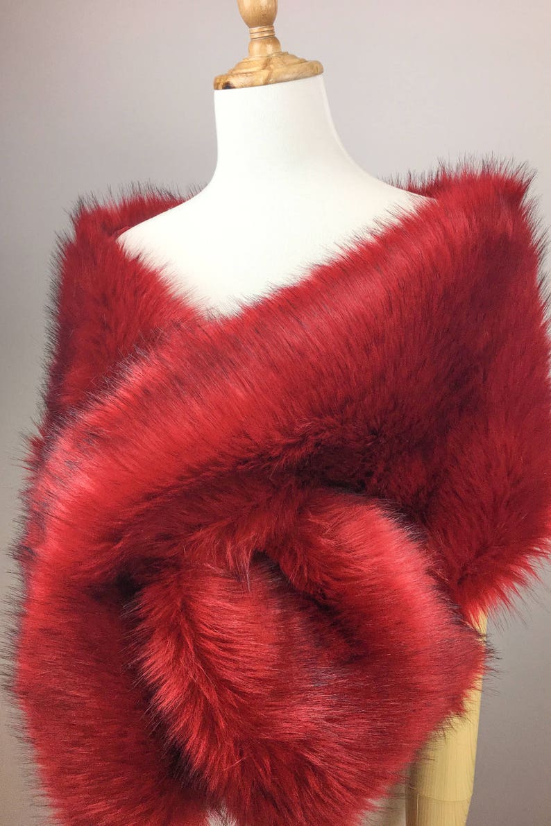 Red faux fur bridal wrap, Wedding Fur shrug, White Fur Wrap, Bridal Faux Fur Stole Fur Shawl Cape, wedding faux fur wrap