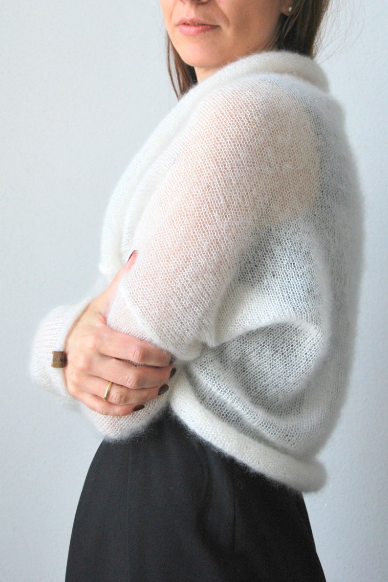 Bolero shrug, bolero, mohair bolero, wedding sweater, bridal cover up, bridal sweater, knitted bolero, white wedding bolero, white shrugs