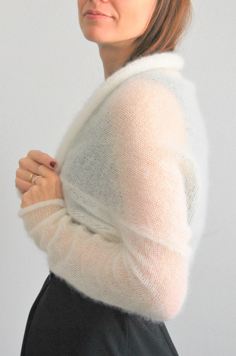 Bolero shrug, bolero, mohair bolero, wedding sweater, bridal cover up, bridal sweater, knitted bolero, white wedding bolero, white shrugs