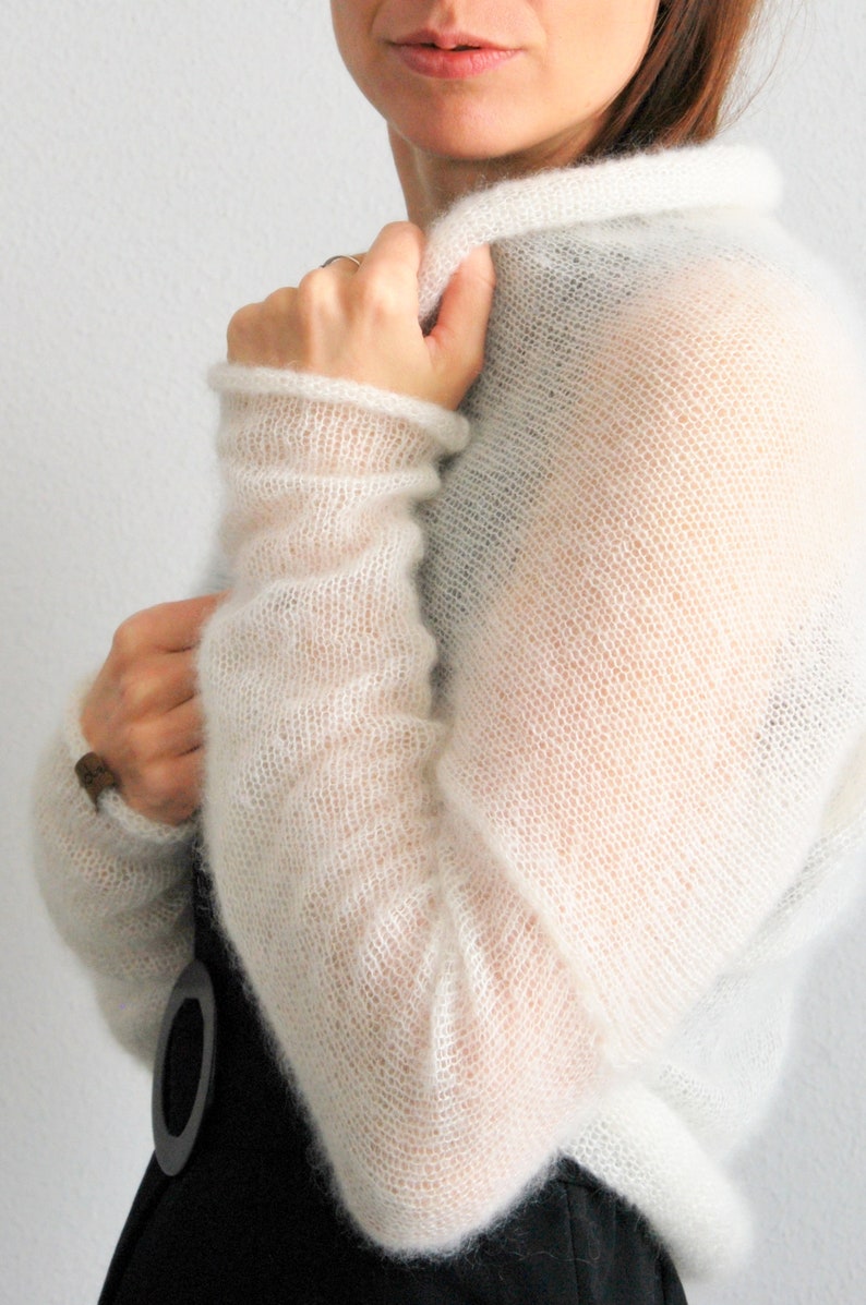 Bolero shrug, bolero, mohair bolero, wedding sweater, bridal cover up, bridal sweater, knitted bolero, white wedding bolero, white shrugs