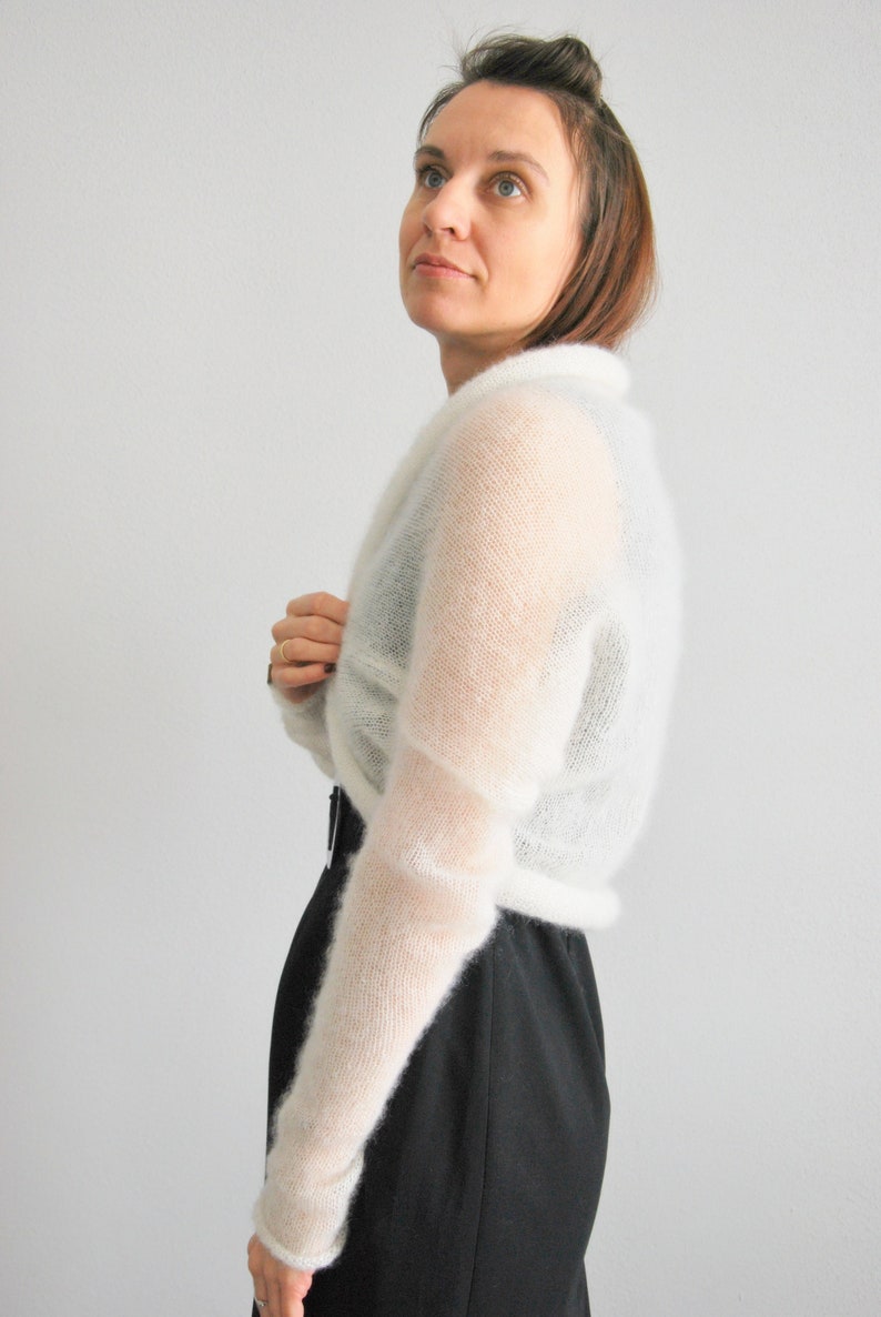 Bolero shrug, bolero, mohair bolero, wedding sweater, bridal cover up, bridal sweater, knitted bolero, white wedding bolero, white shrugs