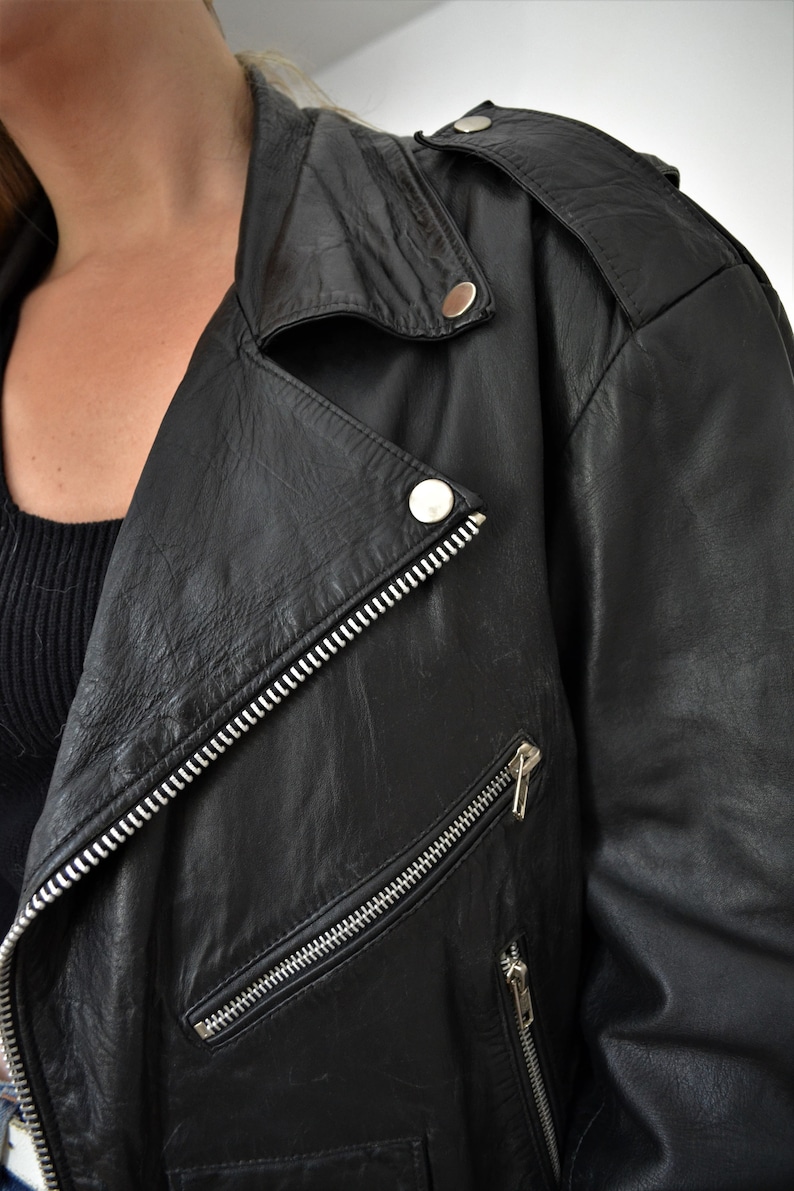 Women's Black Leather Biker Jacket