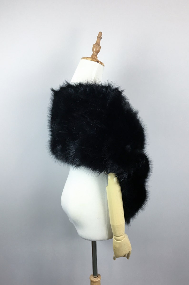 Black Faux Fur Wrap, Fur shrug, Black Fur Wrap, Bridal Faux Fur Stole Fur Shawl Cape (Lilian Blk03)