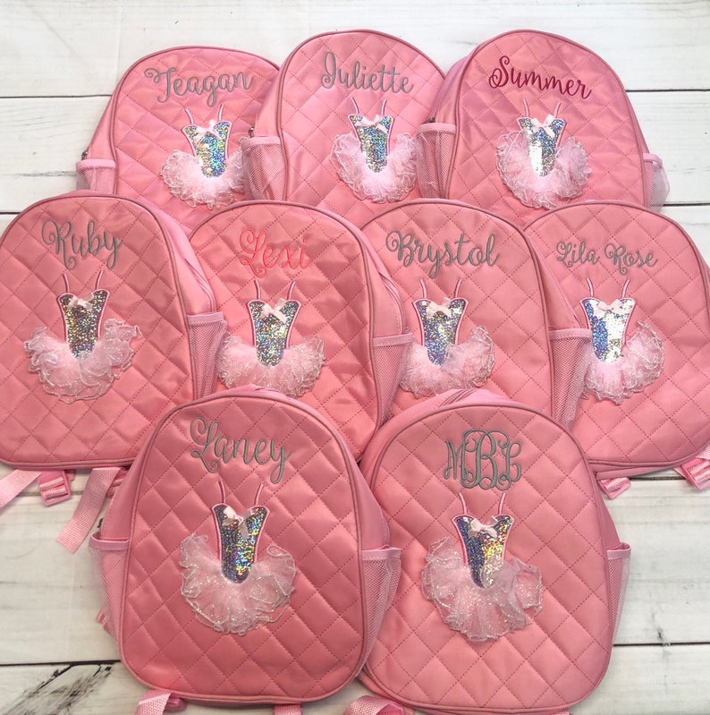 Monogrammed little ballerina dance backpack