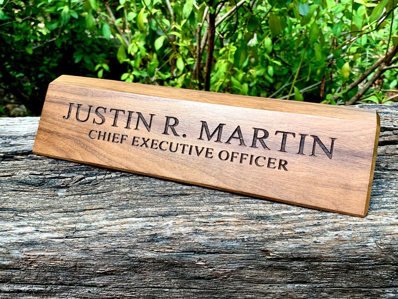 Desk Name Plate, Custom Name Sign, Personalized Wood Desk Name, Customized Walnut Desk Name, Executive Personalized Desk Name Plate Wooden