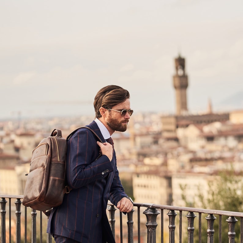 Brown Leather Travel Bag, Laptop Holder, Carry On Bag, Leather Backpack For Men, Brown Leather Bag Pack, Bookbag Briefcase