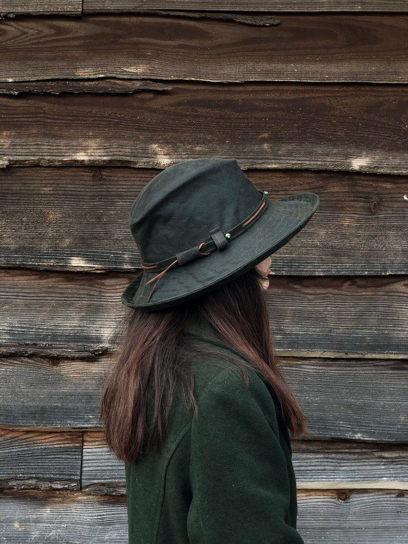 The Wanderer - Dark Olive women's rainhat- waterproof hat- country hat-fedora hat-waterproof fedora- large hat- small hat- winter hat