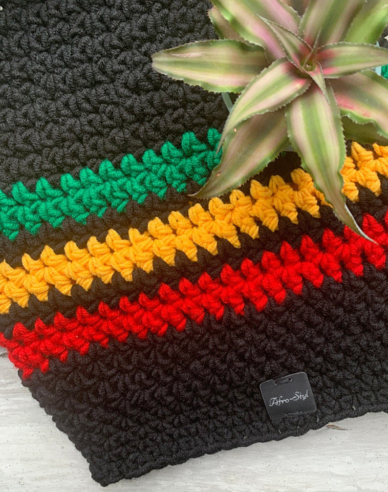 dreads boho rasta crochet hat handmade yarn beanie black wool jamaica cap dreadlocks