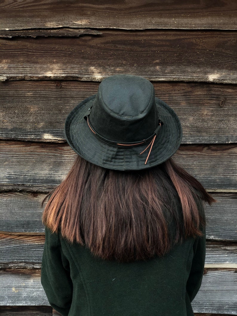 The Wanderer - Dark Olive women's rainhat- waterproof hat- country hat-fedora hat-waterproof fedora- large hat- small hat- winter hat