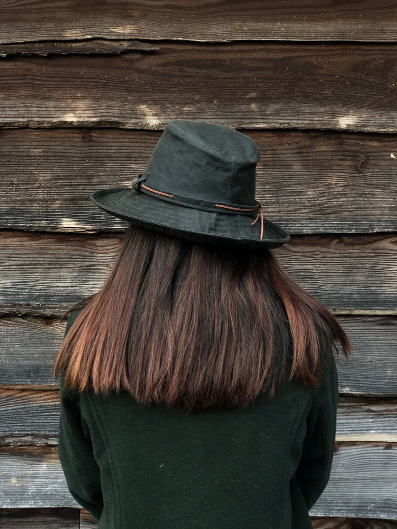 The Wanderer - Dark Olive women's rainhat- waterproof hat- country hat-fedora hat-waterproof fedora- large hat- small hat- winter hat