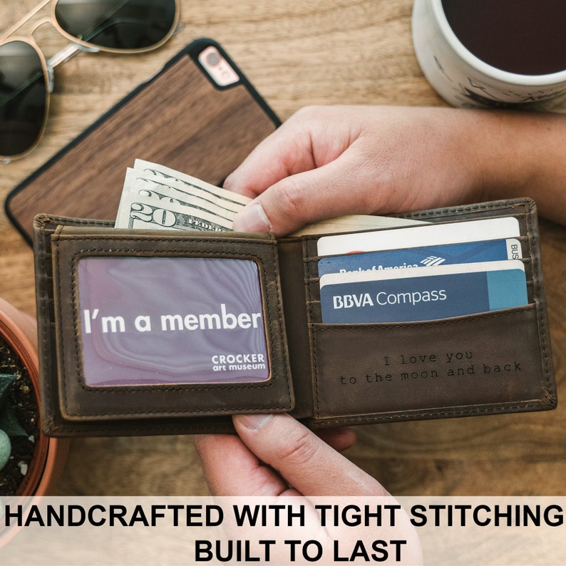 Personalized Wallet,Mens Wallet,Engraved Wallet,Groomsmen Wallet,Leather Wallet,Custom Wallet,Boyfriend Gift,Anniversary Gift for Him