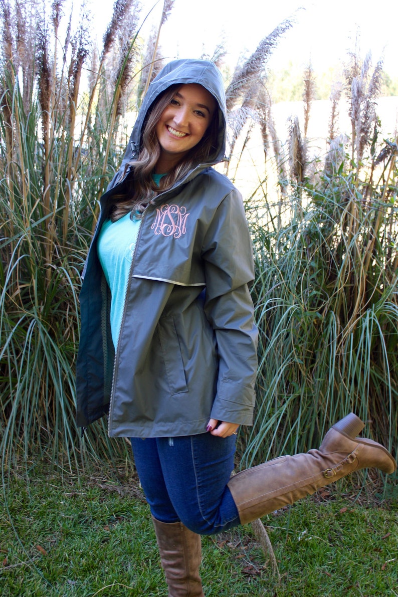 Monogrammed New Englander Rain Jacket - Charles River - Monogrammed Gifts - Waterproof Rain Jacket - Hooded Rain Jacket - Monogram Outerwear