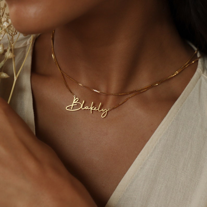 Personalized Name Necklace by CaitlynMinimalist • Gold Name Necklace with Box Chain • Perfect Gift for Her • Personalized Gift • NM81F91