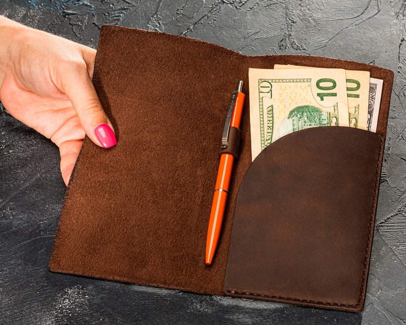 custom / personalized brown leather check presenter * bill holder * leather check holder bill folds