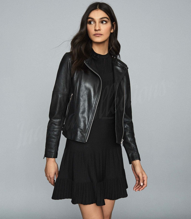 Women's Leather Jacket, women's Black leather jacket made of 100% Original lambskin leather