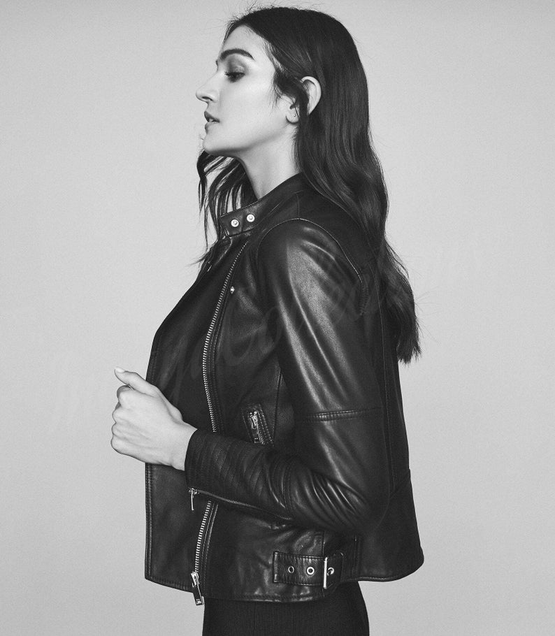 Women's Leather Jacket, women's Black leather jacket made of 100% Original lambskin leather