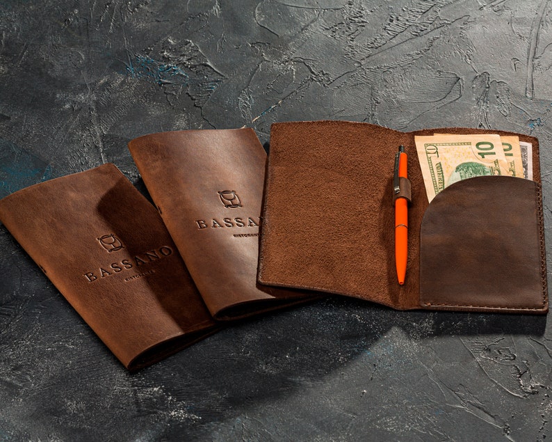 custom / personalized brown leather check presenter * bill holder * leather check holder bill folds