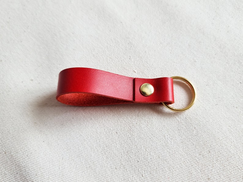 Loop Leather Keyring, Keychain, Key Fob | Small, Plain, and Simple | For Work and Home | Italian Leather | Handmade in the UK