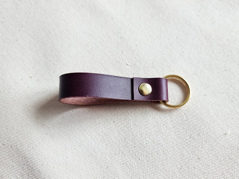 Loop Leather Keyring, Keychain, Key Fob | Small, Plain, and Simple | For Work and Home | Italian Leather | Handmade in the UK