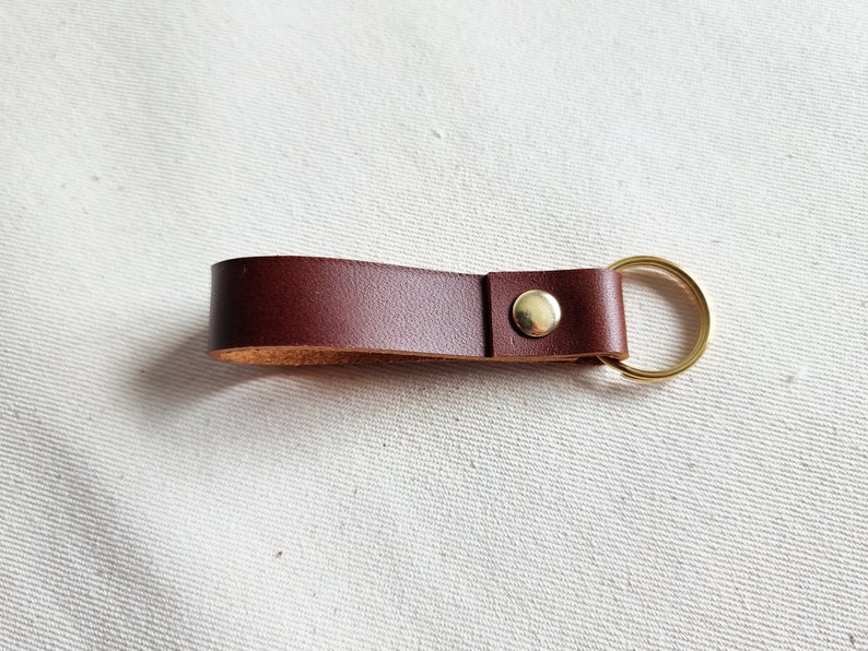 Loop Leather Keyring, Keychain, Key Fob | Small, Plain, and Simple | For Work and Home | Italian Leather | Handmade in the UK