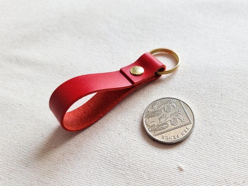 Loop Leather Keyring, Keychain, Key Fob | Small, Plain, and Simple | For Work and Home | Italian Leather | Handmade in the UK