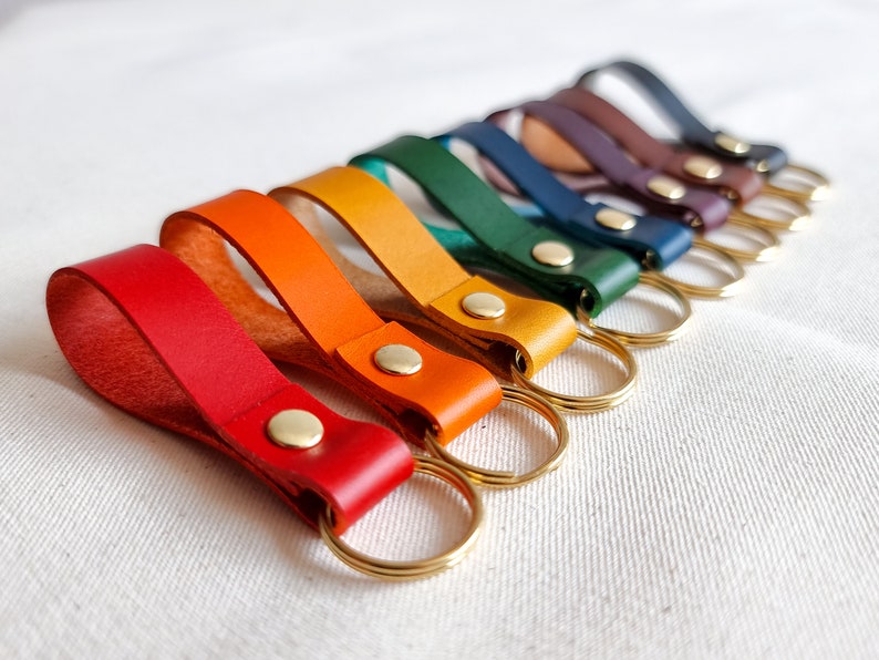 Loop Leather Keyring, Keychain, Key Fob | Small, Plain, and Simple | For Work and Home | Italian Leather | Handmade in the UK