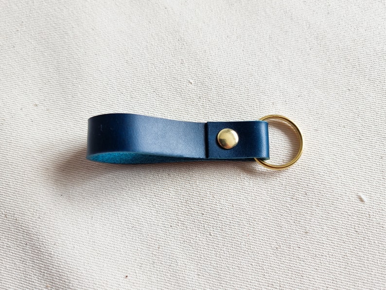 Loop Leather Keyring, Keychain, Key Fob | Small, Plain, and Simple | For Work and Home | Italian Leather | Handmade in the UK