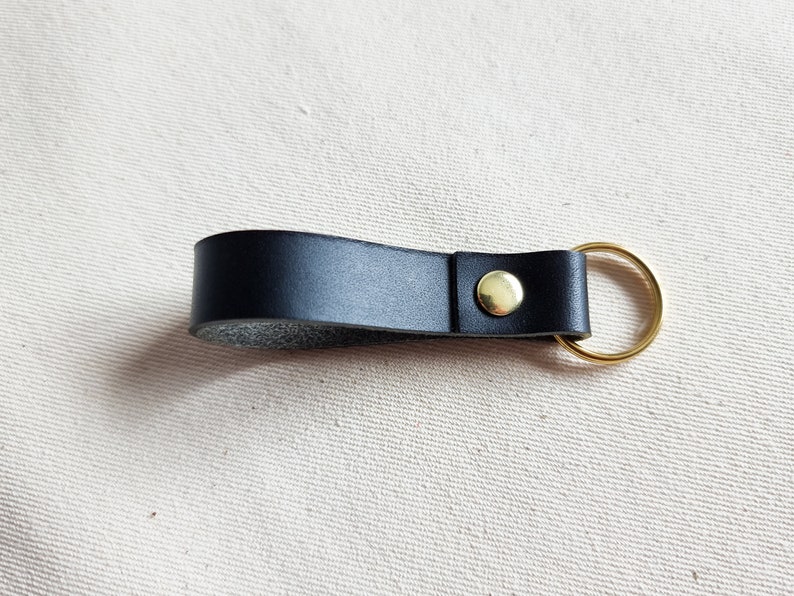 Loop Leather Keyring, Keychain, Key Fob | Small, Plain, and Simple | For Work and Home | Italian Leather | Handmade in the UK