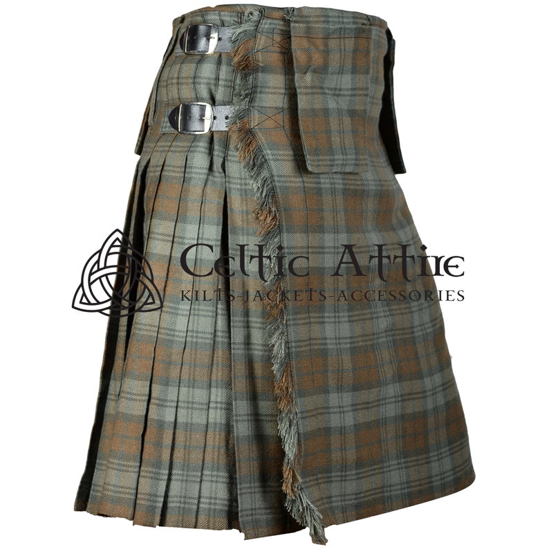 Scottish 8 Yard Tartan Kilt with Detachable Pockets - 16 Oz Acrylic - Handmade - Custom Size - 40 Colors