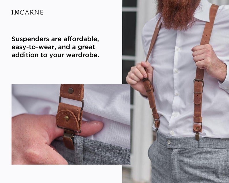 Leather Suspenders Men Wedding, Brown Personalized Monogrammed Suspenders Minimalistic, Fiance Bridegroom Groomsmen Braces Suspenders