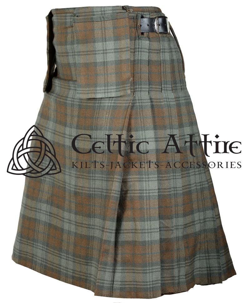 Scottish 8 Yard Tartan Kilt with Detachable Pockets - 16 Oz Acrylic - Handmade - Custom Size - 40 Colors