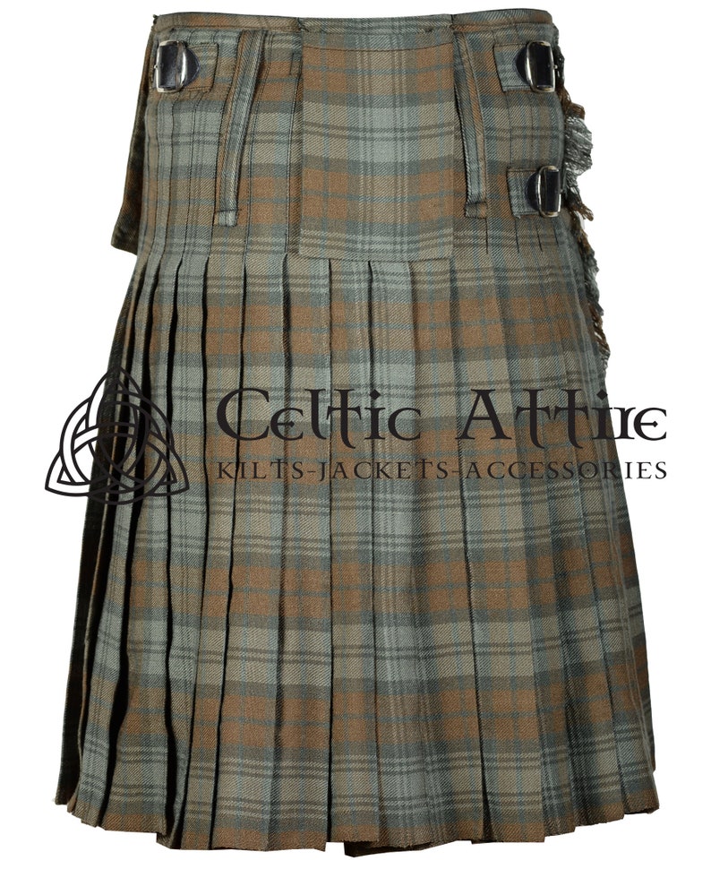 Scottish 8 Yard Tartan Kilt with Detachable Pockets - 16 Oz Acrylic - Handmade - Custom Size - 40 Colors