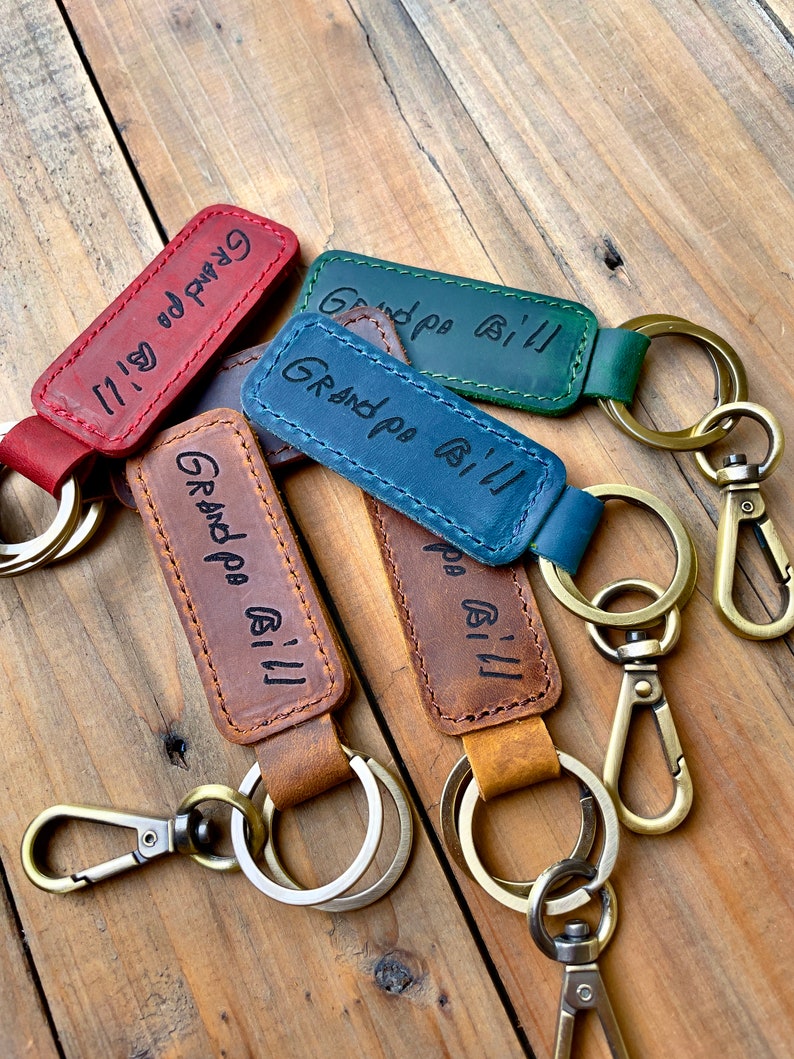 Custom Handwriting Keychain Genuine Leather Keychain Embossed Keychain gift personalized Keychain Home gift New house gift Keychain