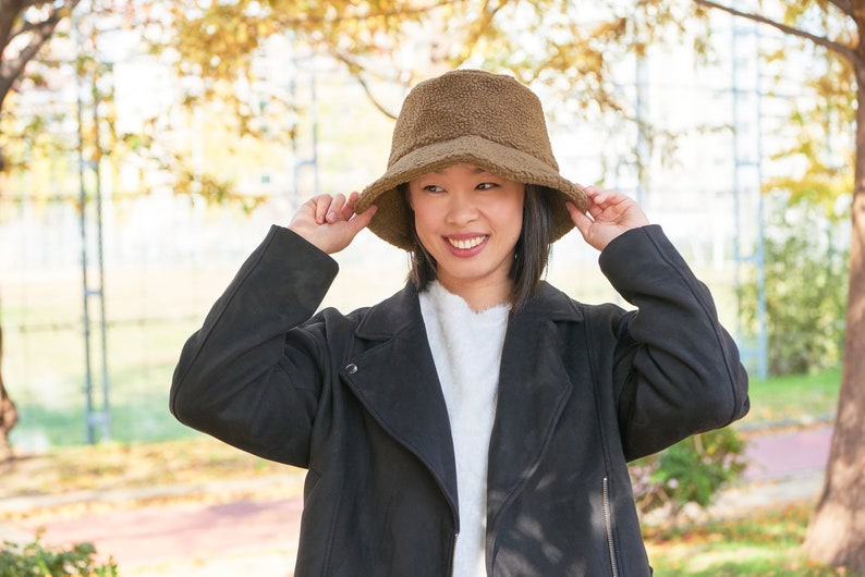 Teddy Fur Winter Bucket Hat, Organic Cotton Lined, Chemo Cap, Mens Street Fashion, Warm Womens Faux Sherpa, Furry Fishermans Boonie Japan