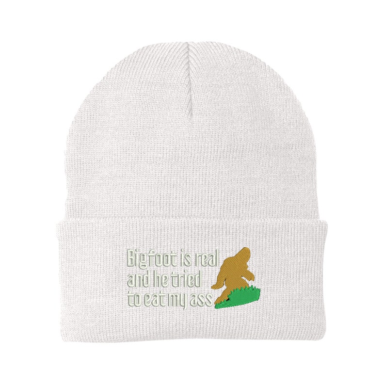 Bigfoot is Real: Unisex Embroidered Winter Hat - Cuff or Beanie Style - One Size Fits All