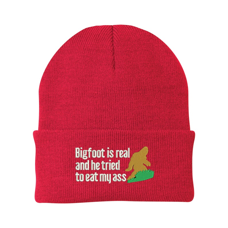 Bigfoot is Real: Unisex Embroidered Winter Hat - Cuff or Beanie Style - One Size Fits All