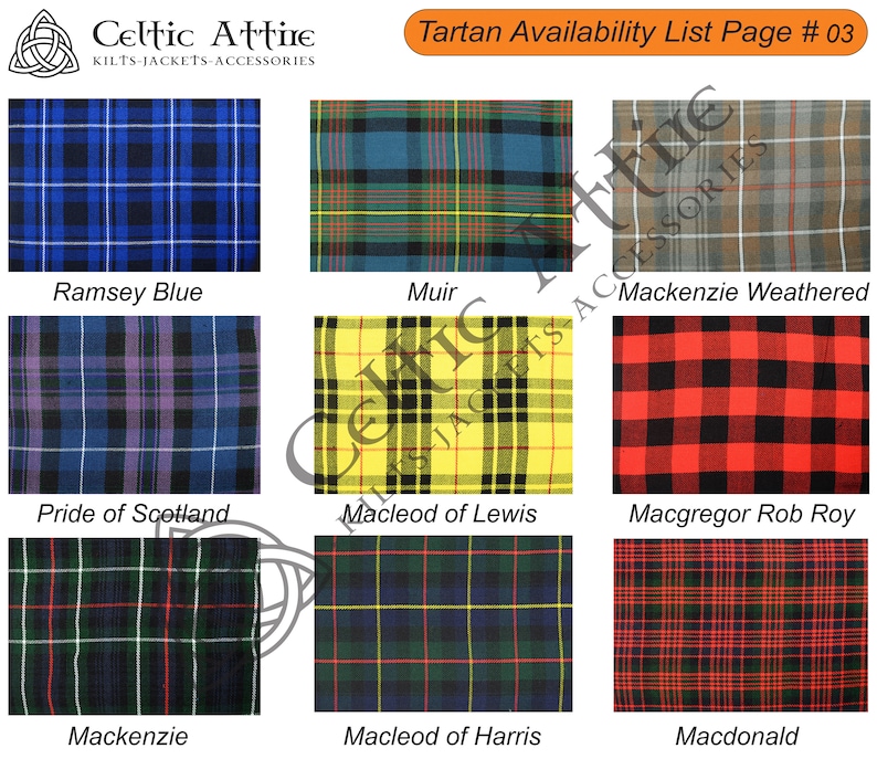 Scottish Kilt - Tartan Utility Kilt - Made to Order - Handmade - Scottish Clan Tartan Utili Kilt - 16 Oz Acrylic Fabric - 150 Tartan Choices