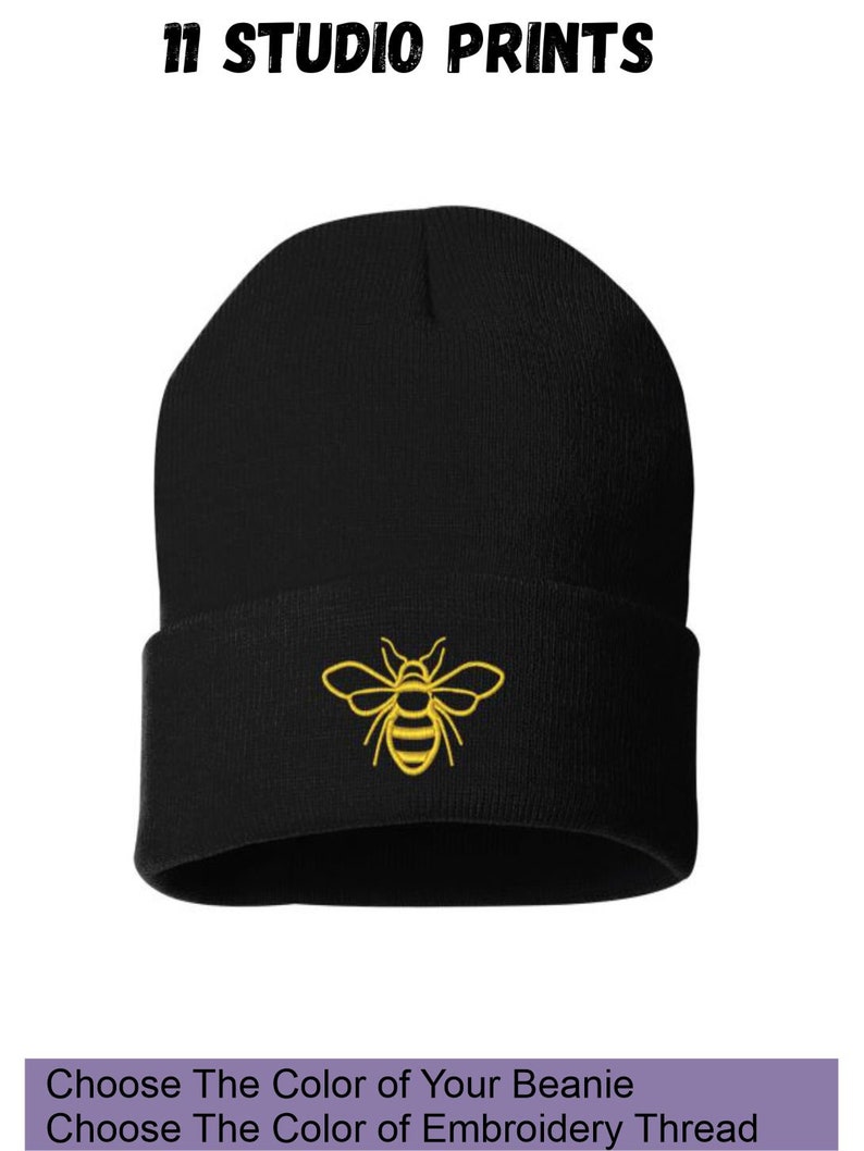 Honey Bee Embroidered Knit Cuffed Beanie Unisex | Honey Bee gifts | Beanie gifts - Free Shipping