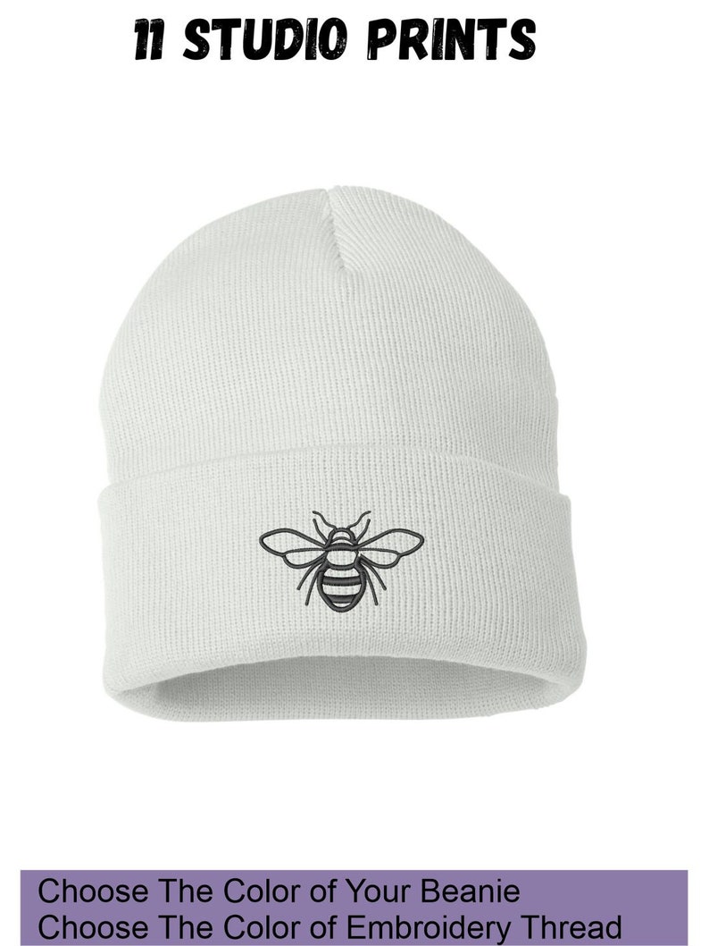 Honey Bee Embroidered Knit Cuffed Beanie Unisex | Honey Bee gifts | Beanie gifts - Free Shipping