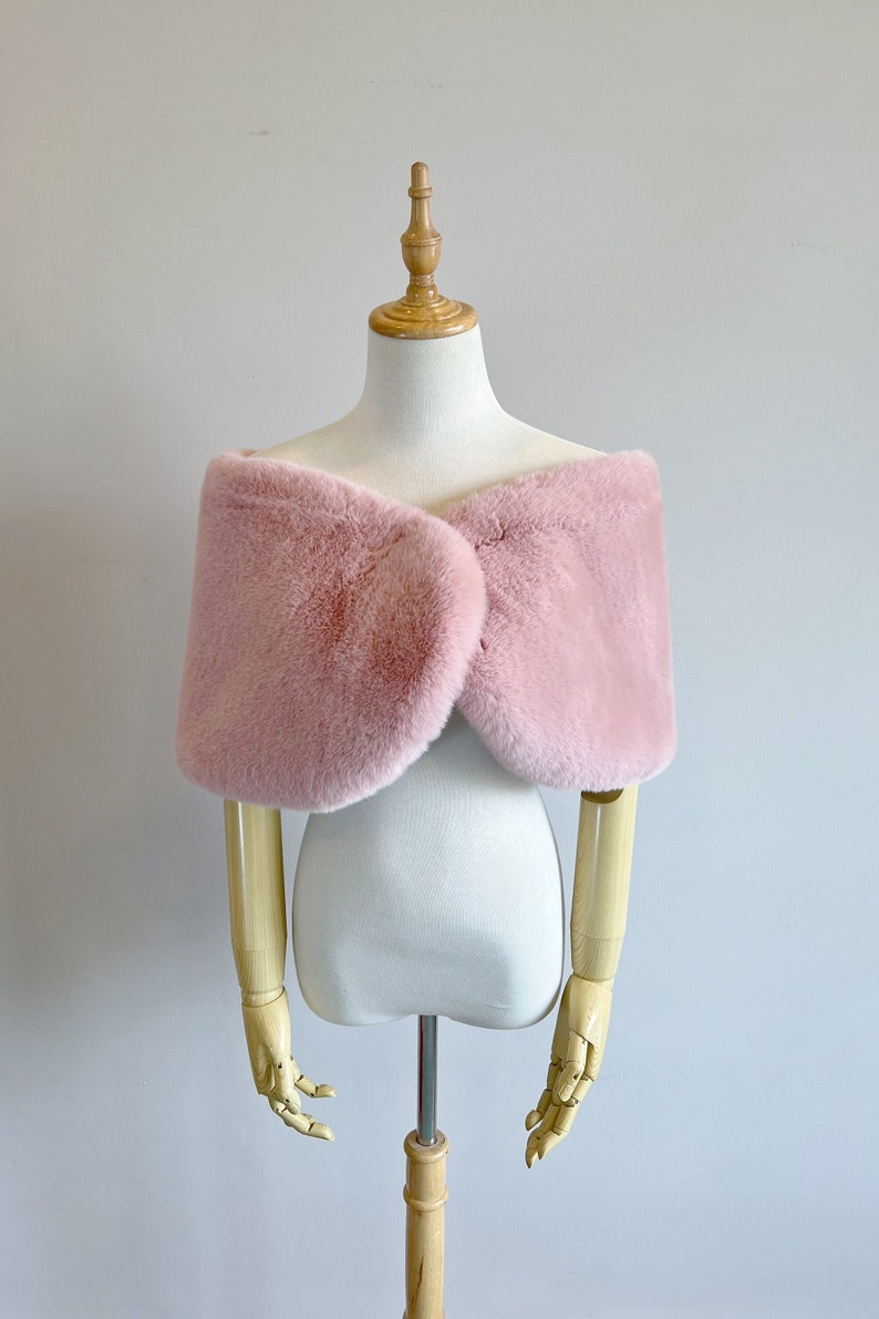 Pink Faux Fur Wrap / Shawl / Shrug / Wedding Fur / Bridesmaid Gifts, Bridal Faux Fur Stole Fur Shawl Cape (Serena Pin05) Sale