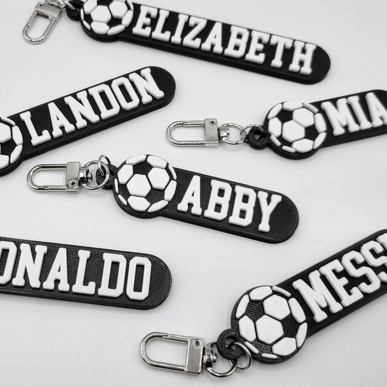 Soccer Personalized Keychain / Keyring / Bag Tag / Name Tag - 3D Printed