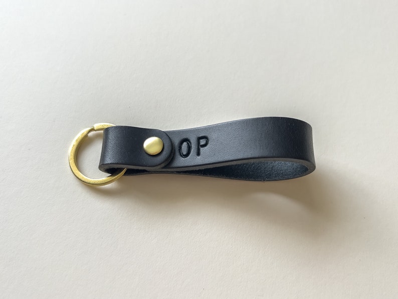 Personalised Leather Keyring Keychain Key Fob | Custom Hand Stamped Initials | Gift for Her Him | Made in the UK