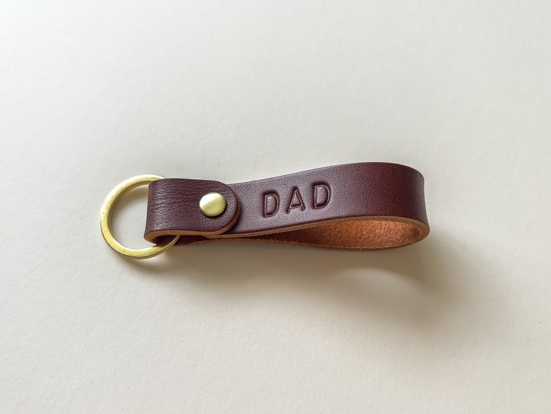 Personalised Leather Keyring Keychain Key Fob | Custom Hand Stamped Initials | Gift for Her Him | Made in the UK