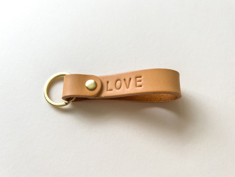 Personalised Leather Keyring Keychain Key Fob | Custom Hand Stamped Initials | Gift for Her Him | Made in the UK