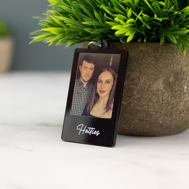 Personalised Photo Keyring Custom Message Keychain Boyfriend Girlfriend Valentines Music Love Birthday Wedding Christmas